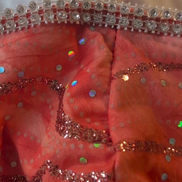 Women's vintage orange & silver sequin crystal sparkly corset top size 9/10 - Picture 5 of 9